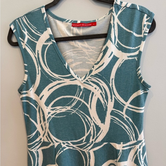 Krimson Klover Teal and White Sleeveless Dress with Yellow Accents Size M - Picture 2 of 8